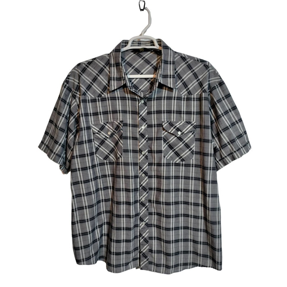 BJ-R Authentic Western shirt snap button front short sleeve long men size 2XL